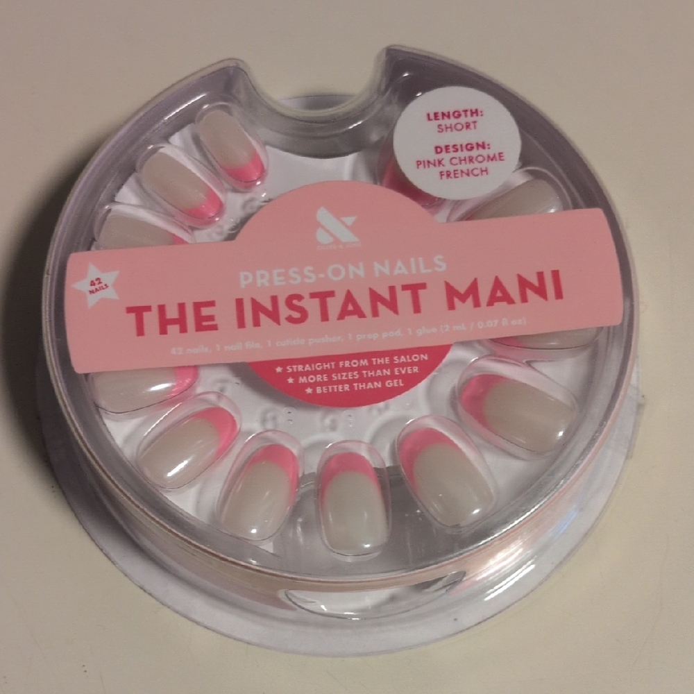 The Instant Mani Press-On Nails - Pink Chrome French‎